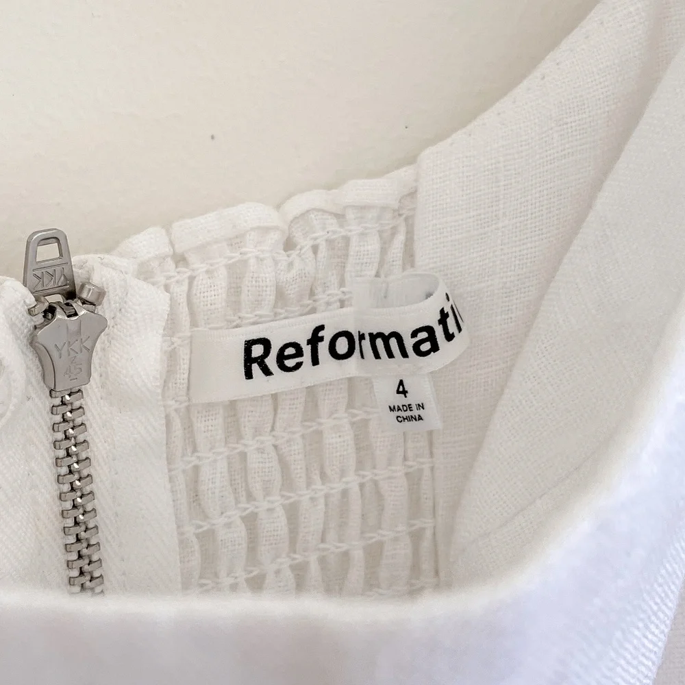 Reformation Lucila Linen Midi Dress White 4 - Picture 8 of 11